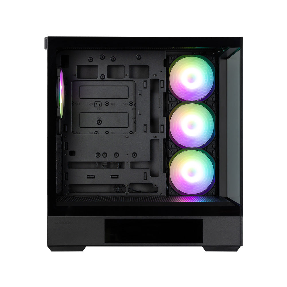 CARCASA Zalman "P40 DS", middle tower, gaming, fara sursa, suporta 10xfan, 4xfan inclus, PSU shroud, display 9.1inch, USB Type-C x 1, USB 3.1 gen1 x 2, audio+mic, , negru, "P40 DS Black"