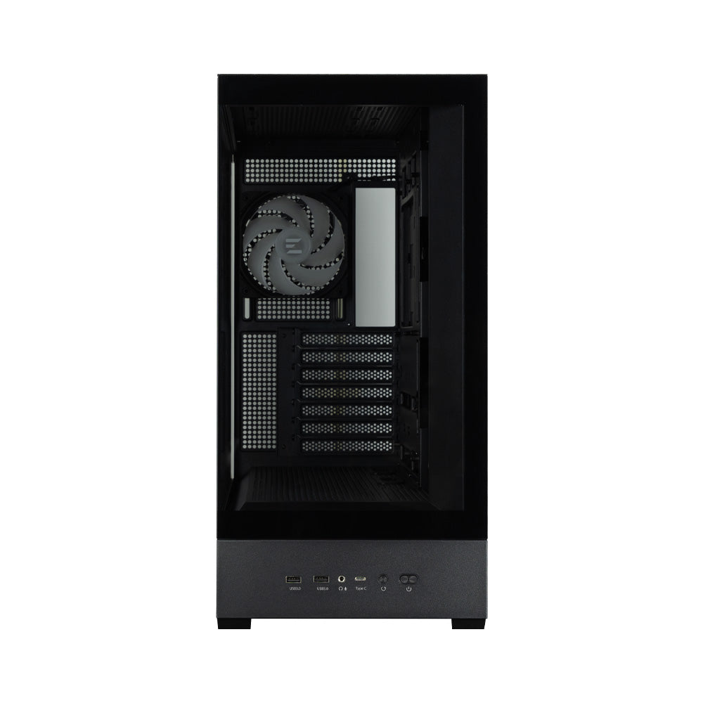 CARCASA Zalman "P40 DS", middle tower, gaming, fara sursa, suporta 10xfan, 4xfan inclus, PSU shroud, display 9.1inch, USB Type-C x 1, USB 3.1 gen1 x 2, audio+mic, , negru, "P40 DS Black"