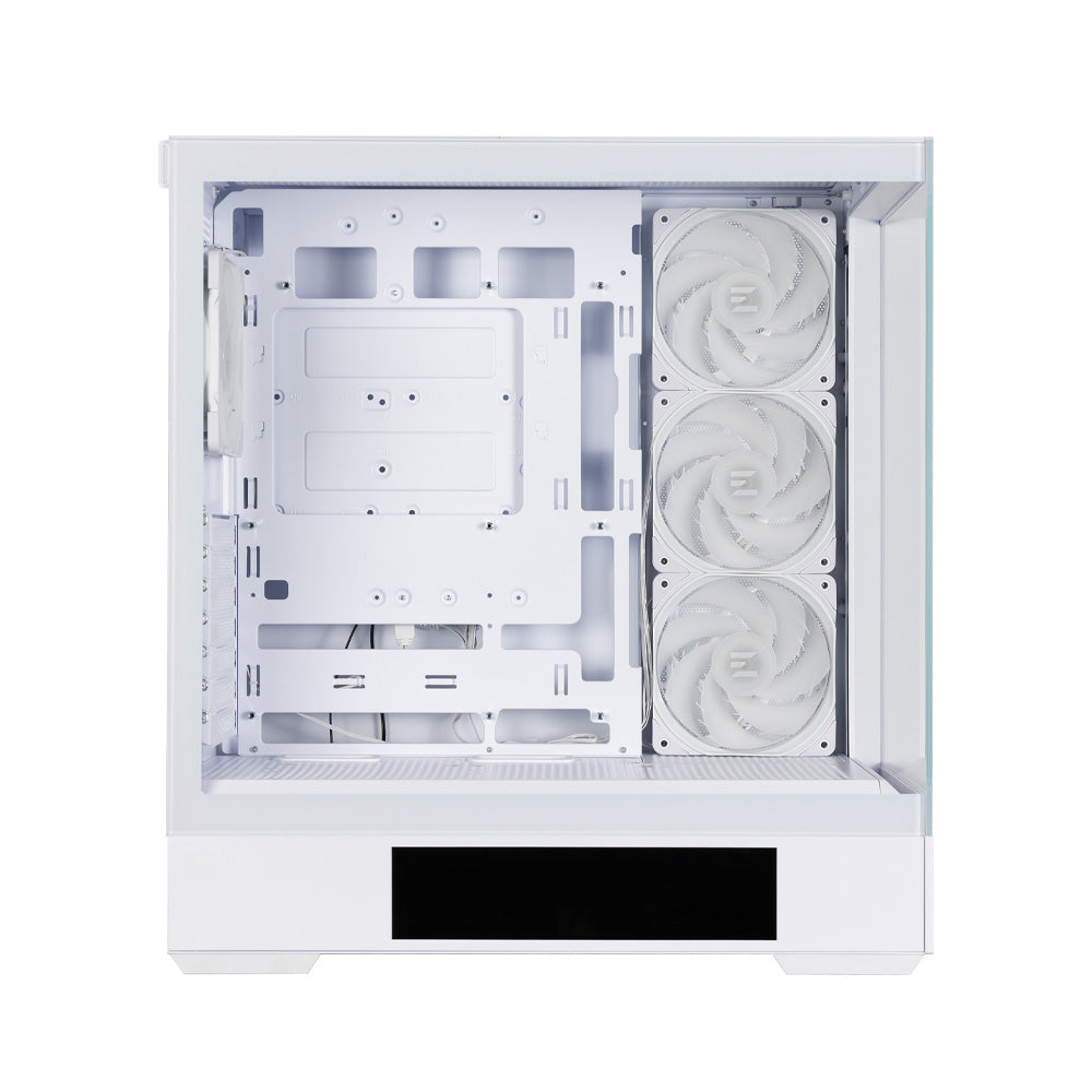 CARCASA Zalman "P40 DS", middle tower, gaming, fara sursa, suporta 10xfan, 4xfan inclus, PSU shroud, display 9.1inch, MB BTF, USB Type-C x 1, USB 3.1 gen1 x 2, audio+mic, alb, "P40 DS White"