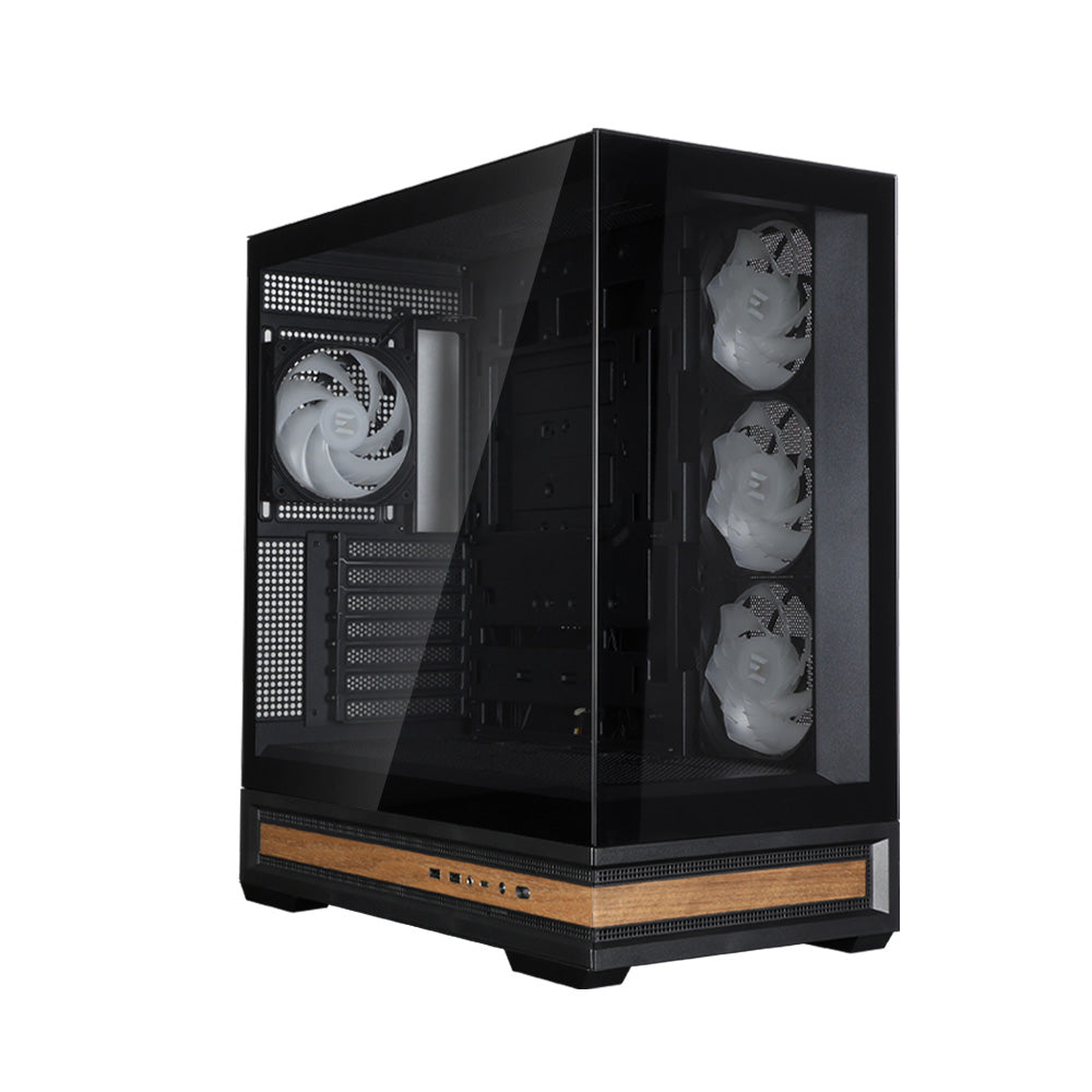 CARCASA Zalman "P40 NAMU", middle tower, gaming, fara sursa, suporta 10xfan, 4xfan inclus, PSU shroud, afisaj electronic, USB Type-C x 1, USB 3.1 gen1 x 2, audio+mic, 7 sloturi expansiune, negru, "P40 NAMU Black"