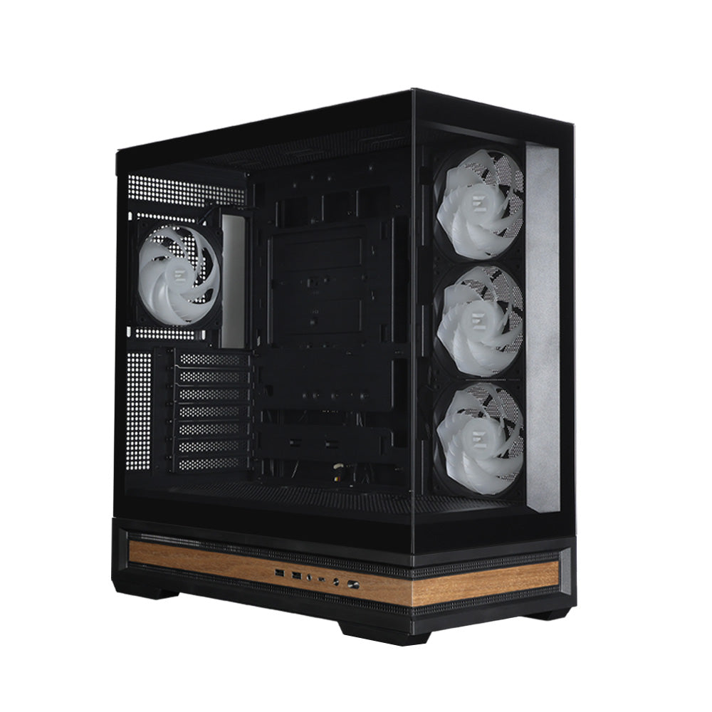CARCASA Zalman "P40 NAMU", middle tower, gaming, fara sursa, suporta 10xfan, 4xfan inclus, PSU shroud, afisaj electronic, USB Type-C x 1, USB 3.1 gen1 x 2, audio+mic, 7 sloturi expansiune, negru, "P40 NAMU Black"