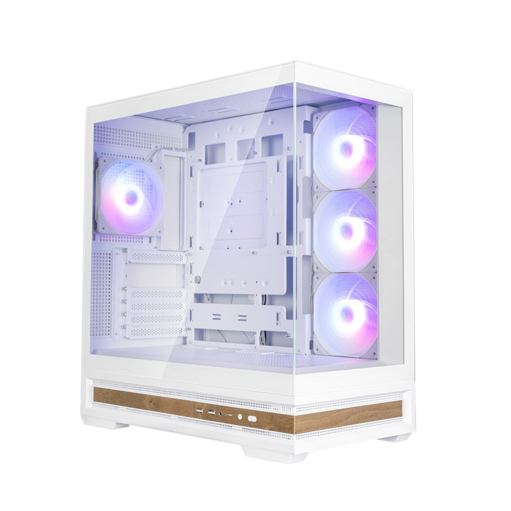 CARCASA Zalman "P40 NAMU", middle tower, gaming, fara sursa, suporta 10xfan, 4xfan inclus, PSU shroud, afisaj electronic, USB Type-C x 1, USB 3.1 gen1 x 2, audio+mic, 7 sloturi expansiune, alb, "P40 NAMU White"