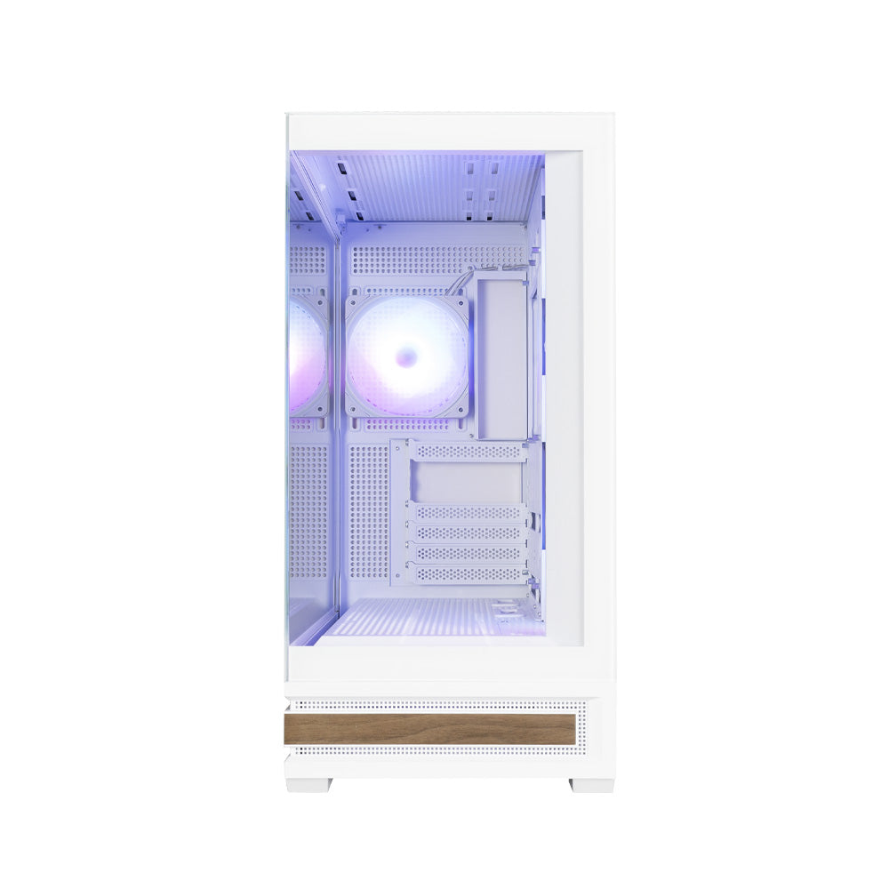 CARCASA Zalman "P40 NAMU", middle tower, gaming, fara sursa, suporta 10xfan, 4xfan inclus, PSU shroud, afisaj electronic, USB Type-C x 1, USB 3.1 gen1 x 2, audio+mic, 7 sloturi expansiune, alb, "P40 NAMU White"