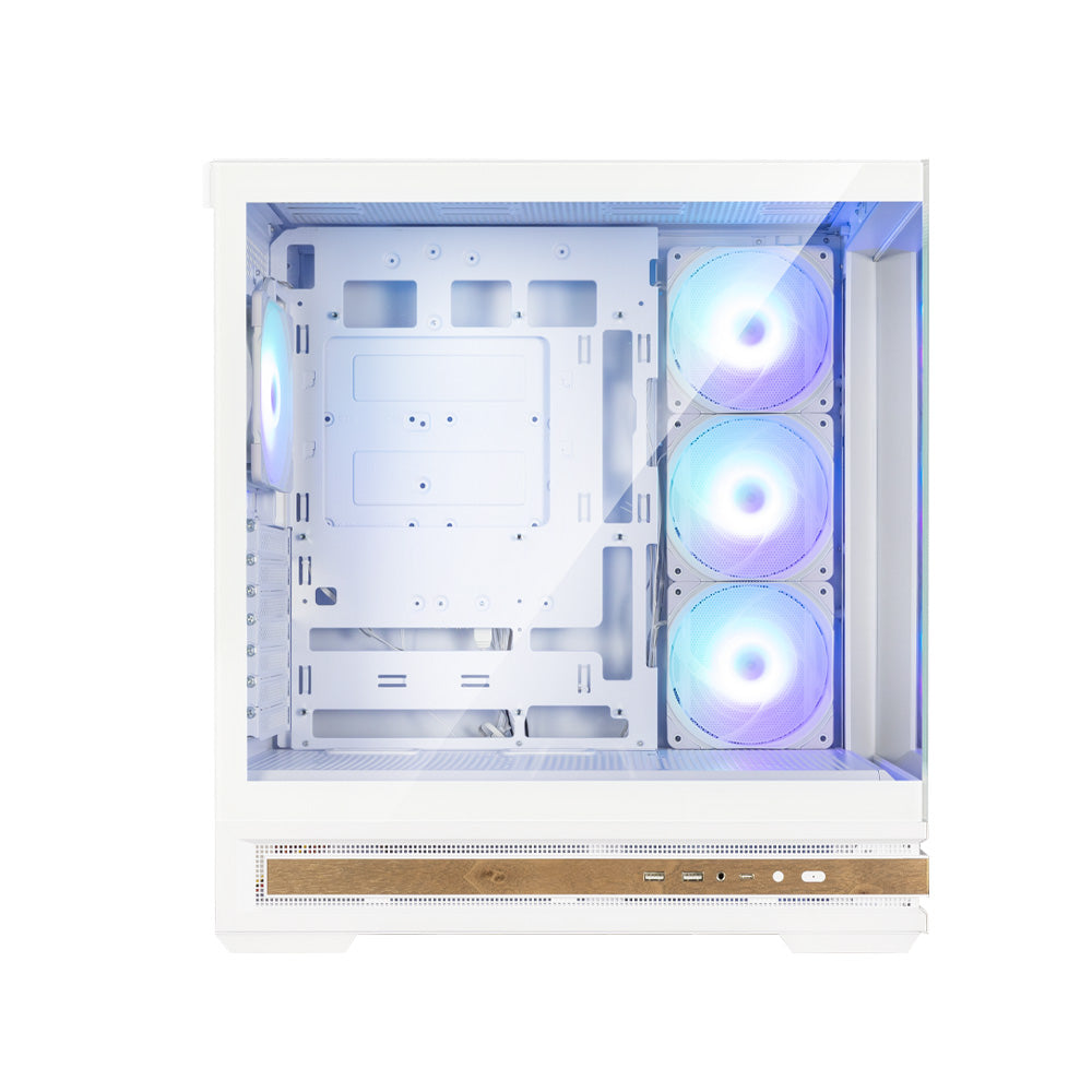CARCASA Zalman "P40 NAMU", middle tower, gaming, fara sursa, suporta 10xfan, 4xfan inclus, PSU shroud, afisaj electronic, USB Type-C x 1, USB 3.1 gen1 x 2, audio+mic, 7 sloturi expansiune, alb, "P40 NAMU White"