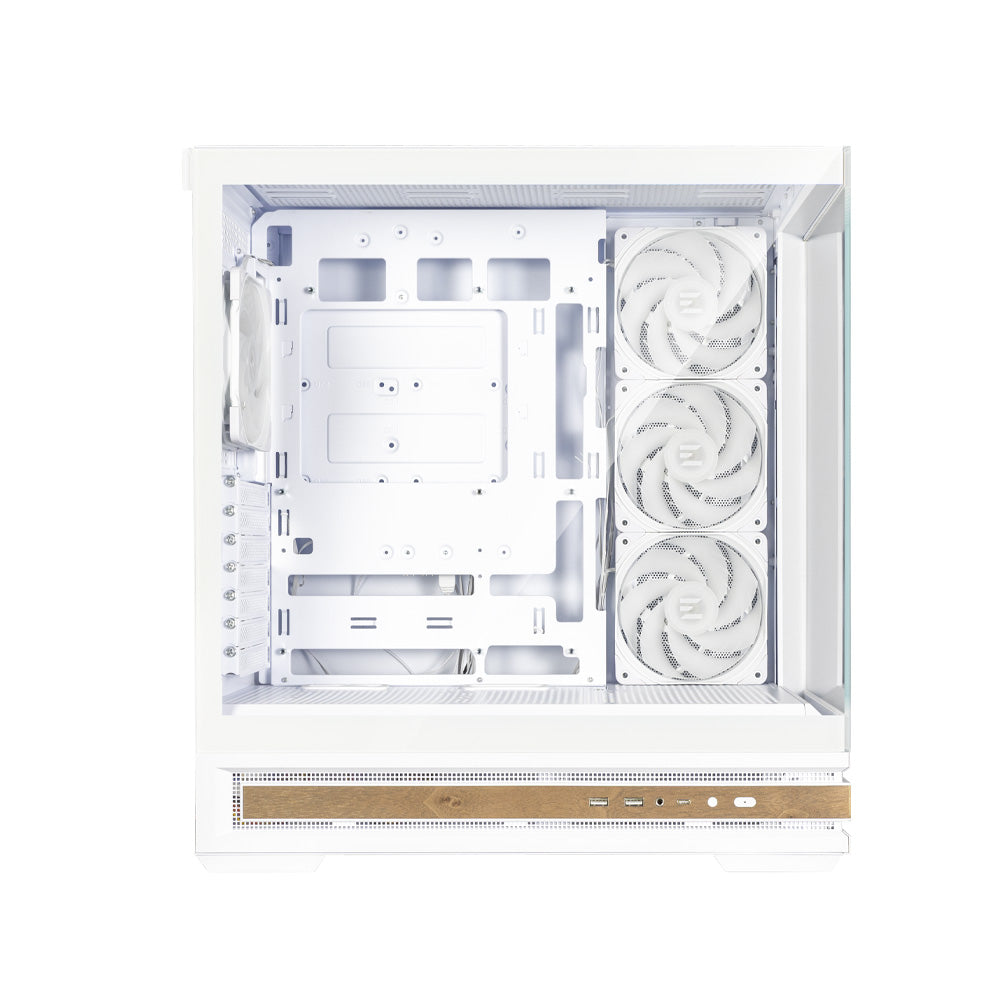 CARCASA Zalman "P40 NAMU", middle tower, gaming, fara sursa, suporta 10xfan, 4xfan inclus, PSU shroud, afisaj electronic, USB Type-C x 1, USB 3.1 gen1 x 2, audio+mic, 7 sloturi expansiune, alb, "P40 NAMU White"