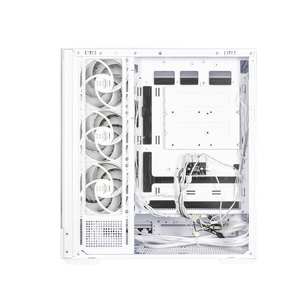 CARCASA Zalman "P40 NAMU", middle tower, gaming, fara sursa, suporta 10xfan, 4xfan inclus, PSU shroud, afisaj electronic, USB Type-C x 1, USB 3.1 gen1 x 2, audio+mic, 7 sloturi expansiune, alb, "P40 NAMU White"