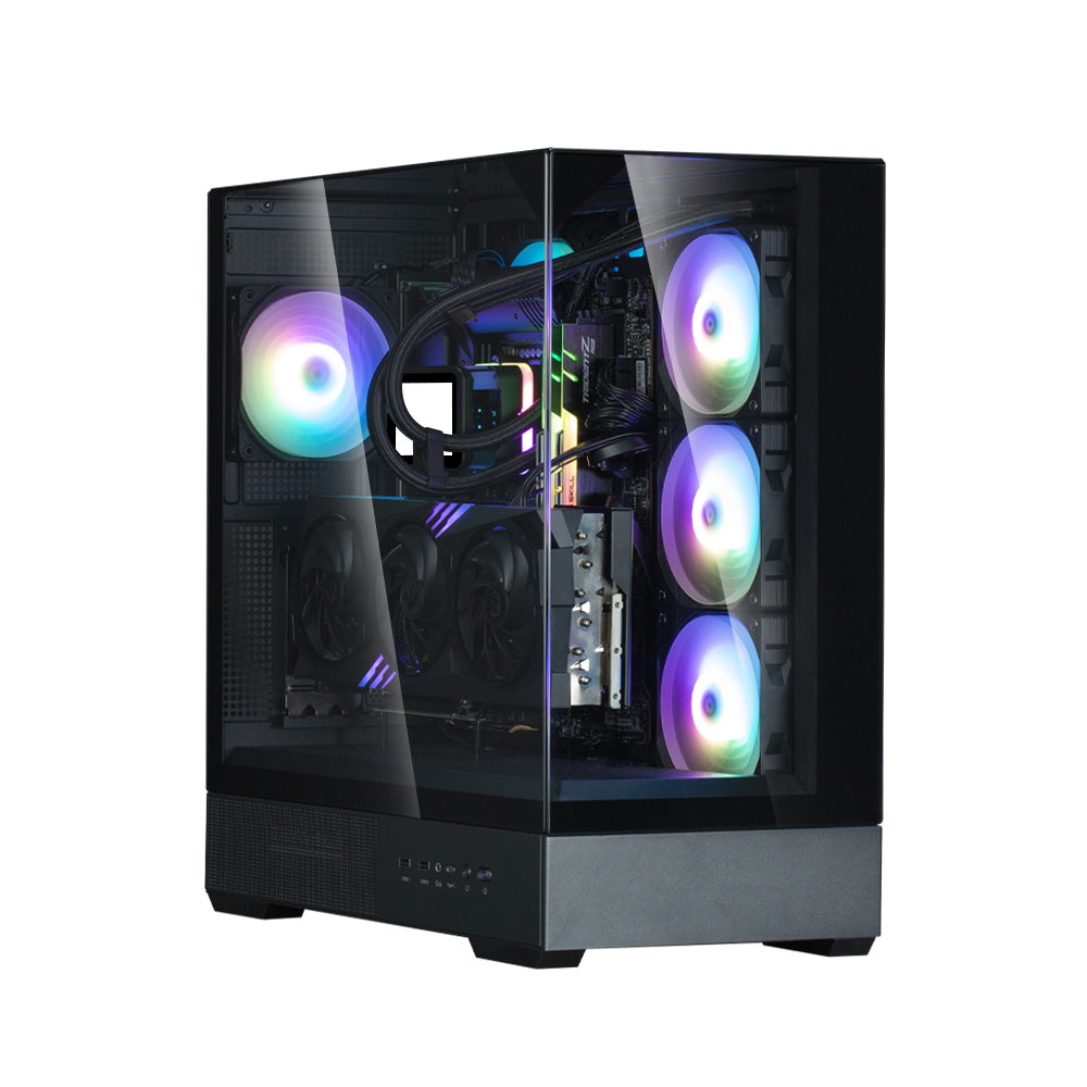 CARCASA Zalman "P40 Prism Plus", middle tower, gaming, fara sursa, suporta 9xfan, 4xfan inclus, PSU shroud, afisaj electronic, USB Type-C x 1, USB 3.1 gen1 x 2, audio+mic, 7 sloturi expansiune, negru, "P40 Prism Plus Black"
