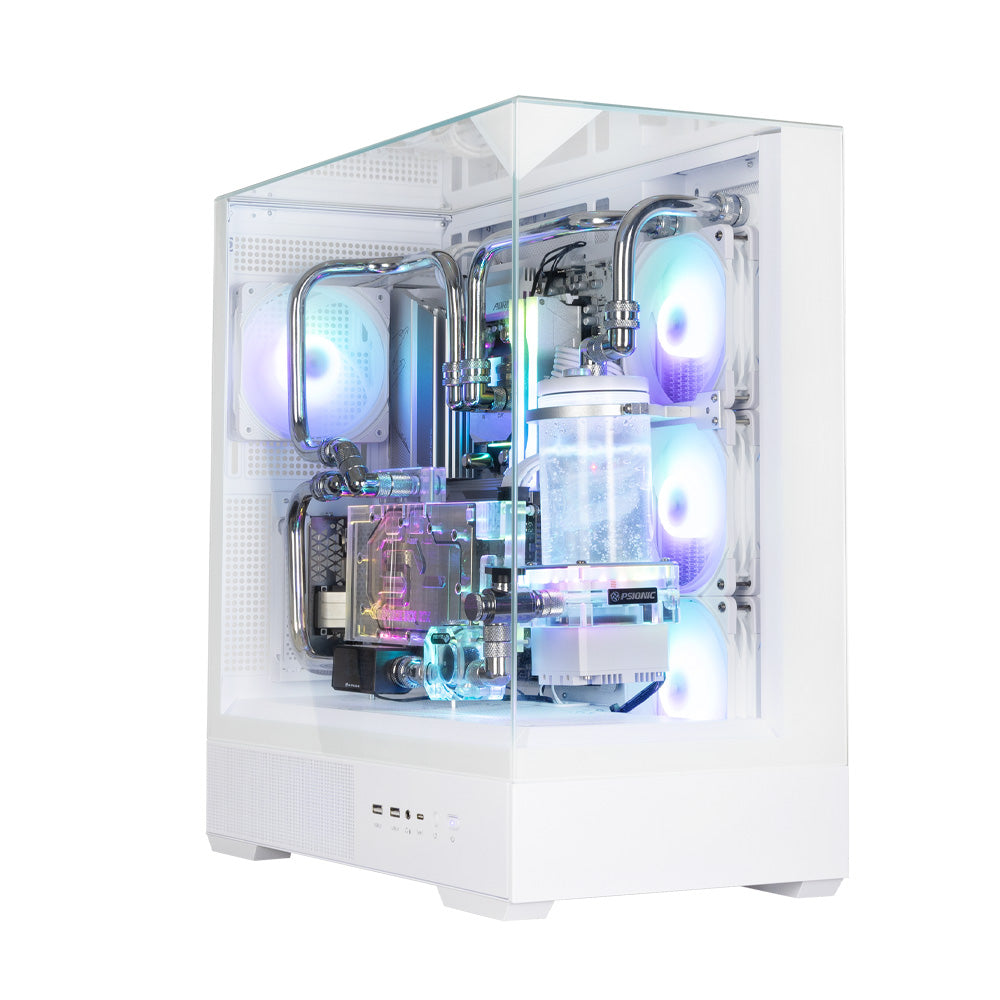 CARCASA Zalman "P40 Prism Plus", middle tower, gaming, fara sursa, suporta 9xfan, 4xfan inclus, PSU shroud, afisaj electronic, USB Type-C x 1, USB 3.1 gen1 x 2, audio+mic, 7 sloturi expansiune, alb, "P40 Prism Plus White"