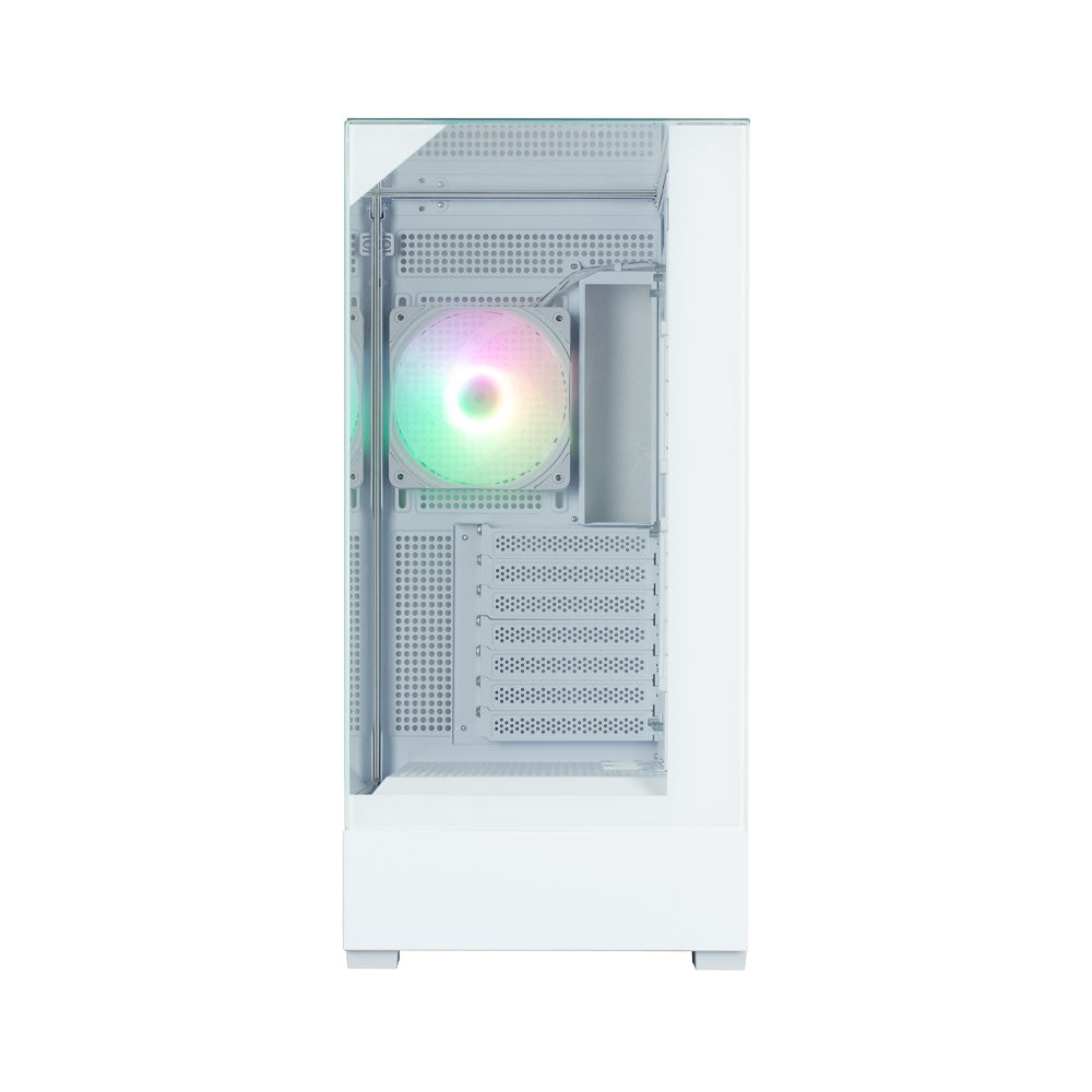 CARCASA Zalman "P40 Prism Plus", middle tower, gaming, fara sursa, suporta 9xfan, 4xfan inclus, PSU shroud, afisaj electronic, USB Type-C x 1, USB 3.1 gen1 x 2, audio+mic, 7 sloturi expansiune, alb, "P40 Prism Plus White"