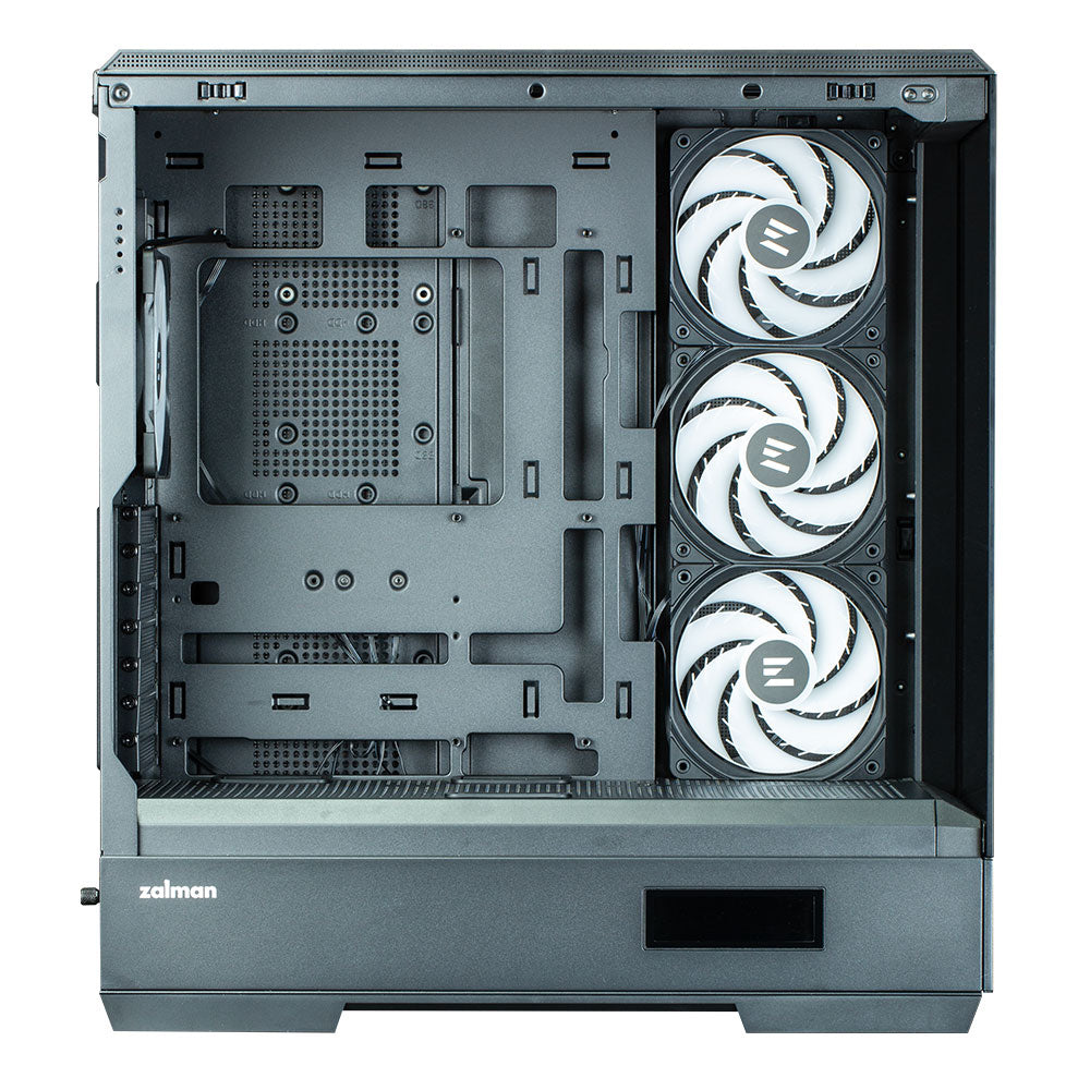 CARCASA Zalman "P50", middle tower, gaming, fara sursa, suporta 10xfan, 1xfan inclus, PSU shroud, USB 3.1 gen1 x 2, audio+mic, 7 sloturi expansiune, negru, "P50 Black"