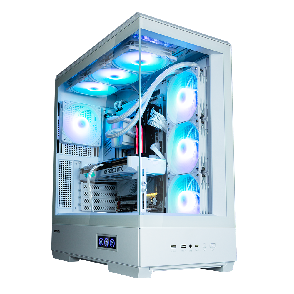 CARCASA Zalman "P50", middle tower, gaming, fara sursa, suporta 10xfan, 1xfan inclus, PSU shroud, USB 3.1 gen1 x 2, audio+mic, 7 sloturi expansiune, alb, "P50 White"
