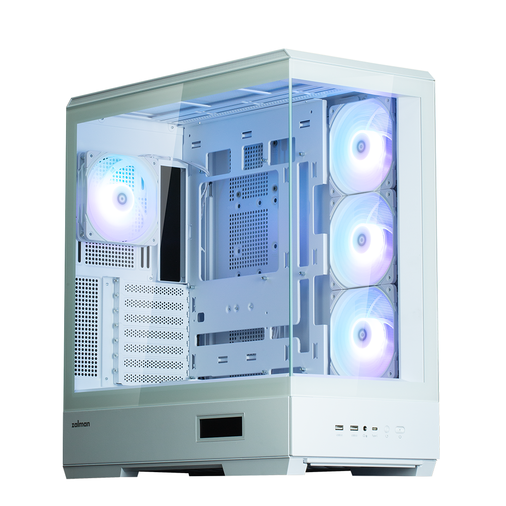 CARCASA Zalman "P50", middle tower, gaming, fara sursa, suporta 10xfan, 1xfan inclus, PSU shroud, USB 3.1 gen1 x 2, audio+mic, 7 sloturi expansiune, alb, "P50 White"