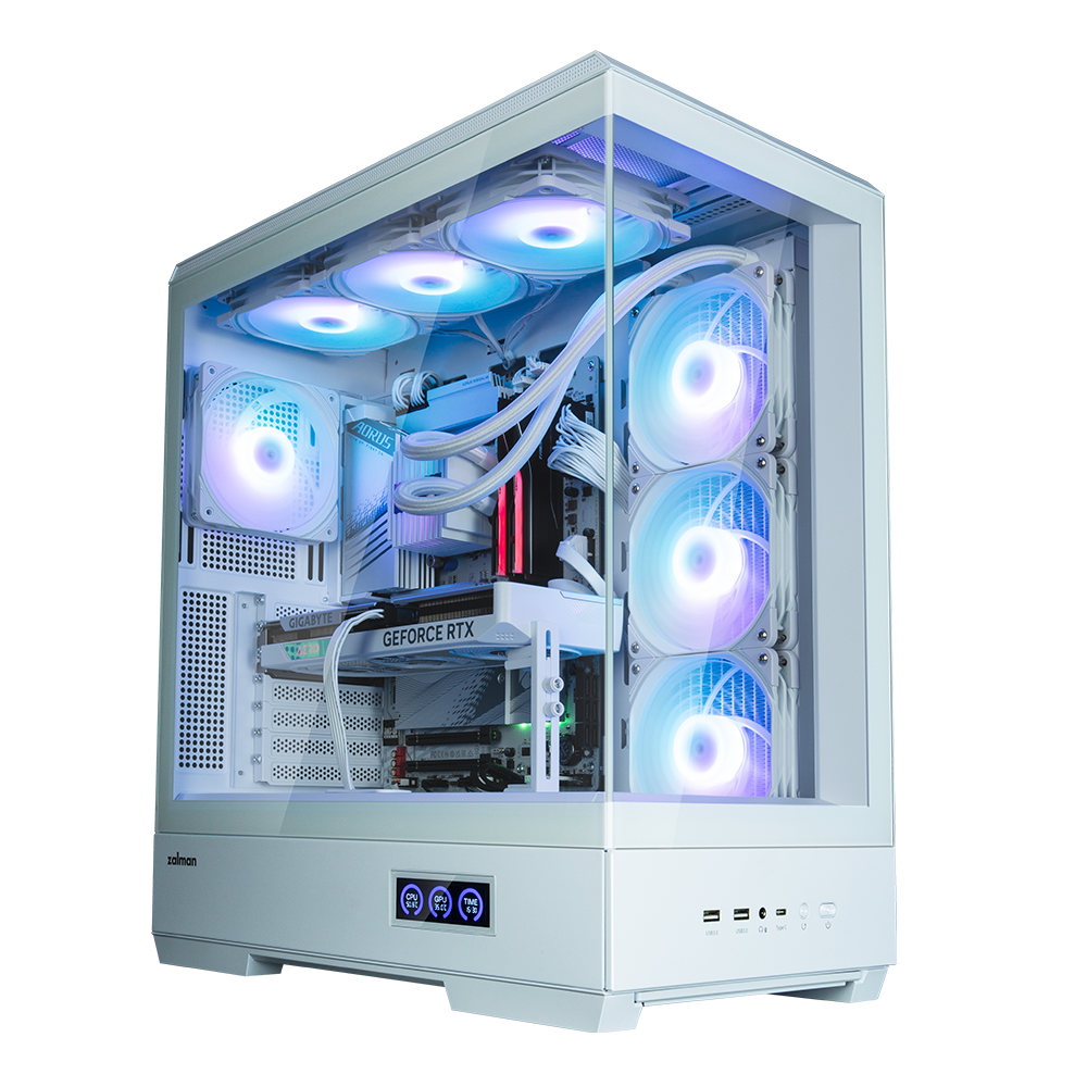 CARCASA Zalman "P50", middle tower, gaming, fara sursa, suporta 10xfan, 1xfan inclus, PSU shroud, USB 3.1 gen1 x 2, audio+mic, 7 sloturi expansiune, alb, "P50 White"