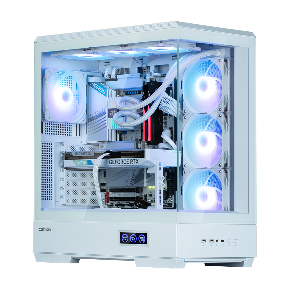 CARCASA Zalman "P50", middle tower, gaming, fara sursa, suporta 10xfan, 1xfan inclus, PSU shroud, USB 3.1 gen1 x 2, audio+mic, 7 sloturi expansiune, alb, "P50 White"