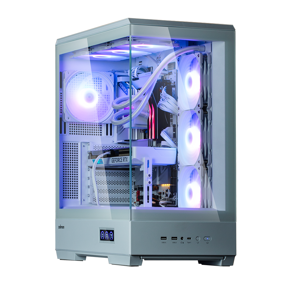 CARCASA Zalman "P50", middle tower, gaming, fara sursa, suporta 10xfan, 1xfan inclus, PSU shroud, USB 3.1 gen1 x 2, audio+mic, 7 sloturi expansiune, alb, "P50 White"