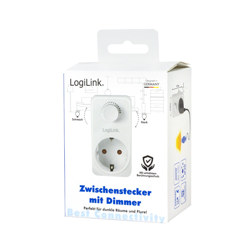 ADAPTOR LOGILINK, Schuko x 1, functie ajustare luminoasa, indicator led, IP20, 230 V/16 A, 50 Hz, 20-400 W pentru becuri luminoase, alb "PA0151" (include TV 0.18lei)