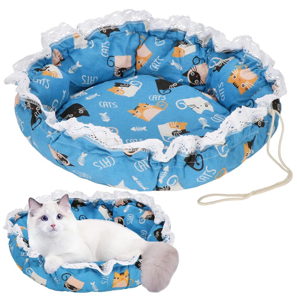 Culcus transformabil pentru pisici, tip saltea cu pereti, 73 cm, albastru