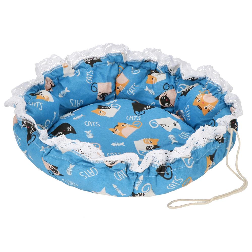 Culcus transformabil pentru pisici, tip saltea cu pereti, 73 cm, albastru