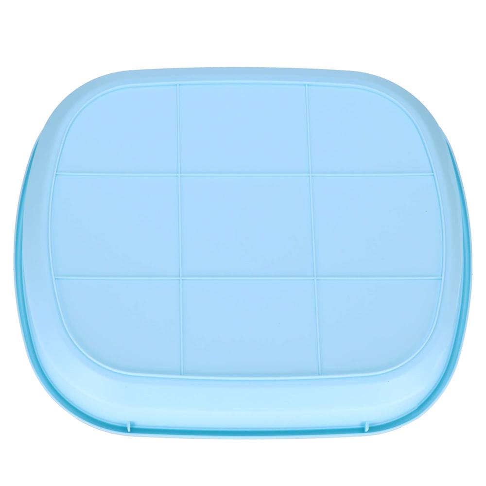 Litiera pentru pisici cu lopatica, 40x33x11 cm, albastru si alb