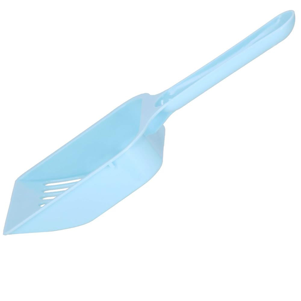 Litiera pentru pisici cu lopatica, 40x33x11 cm, albastru si alb