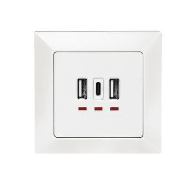 PRIZA LOGILINK, de perete, 2 x USB-A 5V/2.4A, 1 x USB-C 5V/3A, ingropata, martori LED, alb, "PA0254"