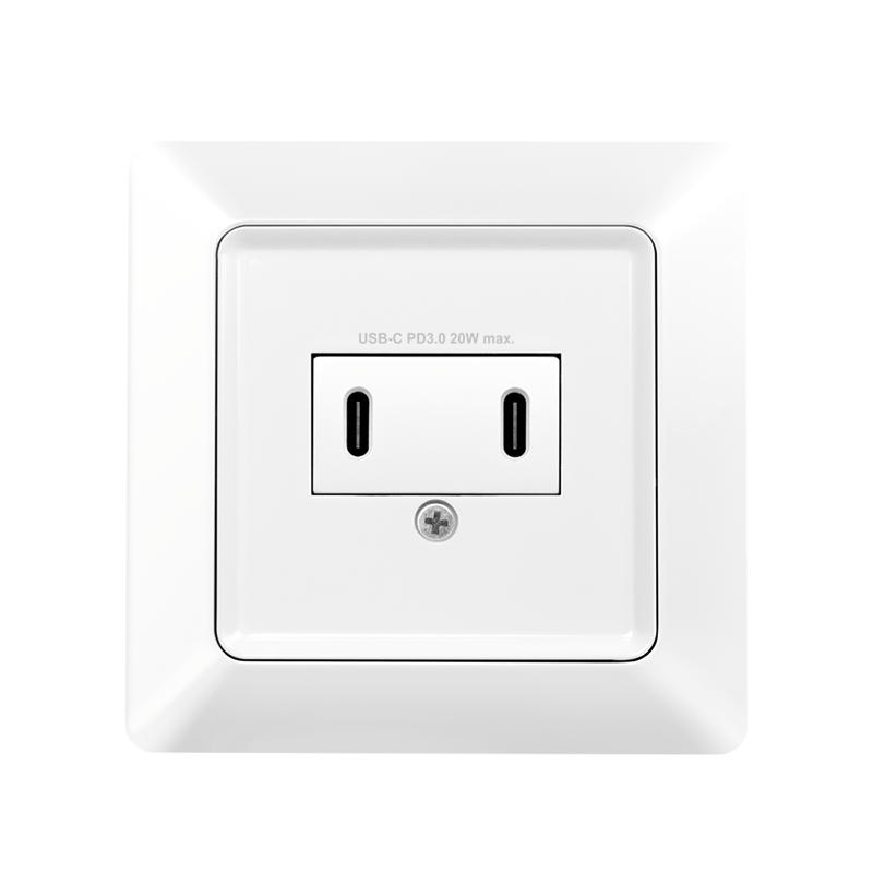 PRIZA LOGILINK, pentru perete, Schuko x 1, 2xUSB-C PD 25W , 230V AC, 50 Hz, 16A, protectie IP20, adancime 35mm, alb, "PA0332"