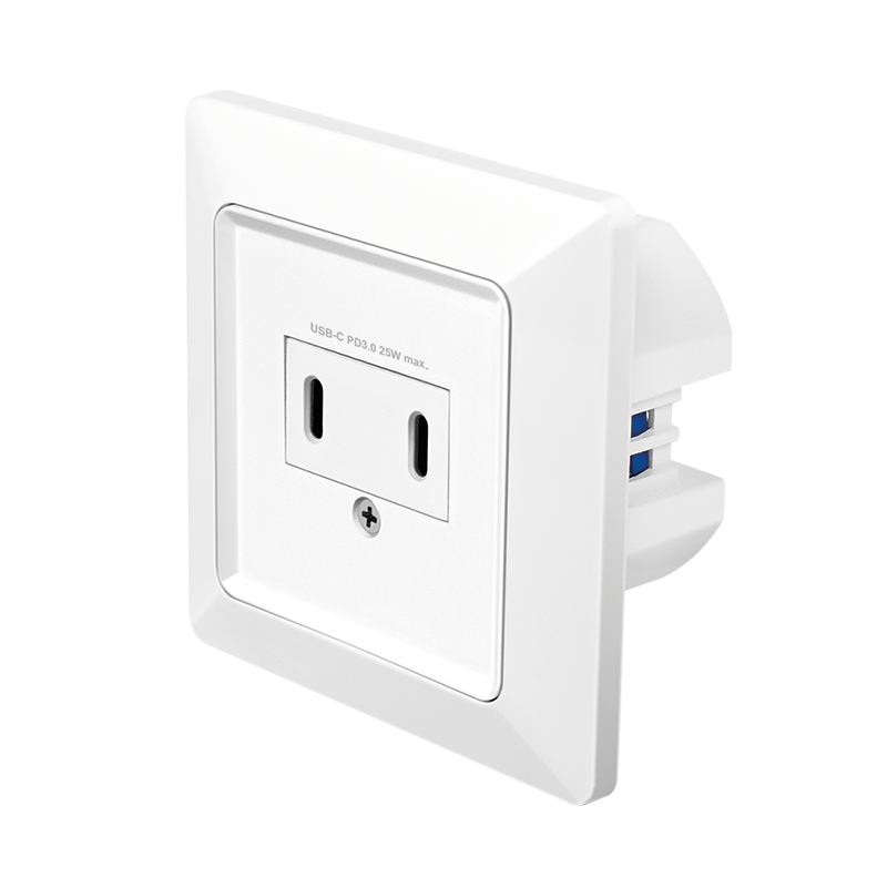 PRIZA LOGILINK, pentru perete, Schuko x 1, 2xUSB-C PD 25W , 230V AC, 50 Hz, 16A, protectie IP20, adancime 35mm, alb, "PA0332"