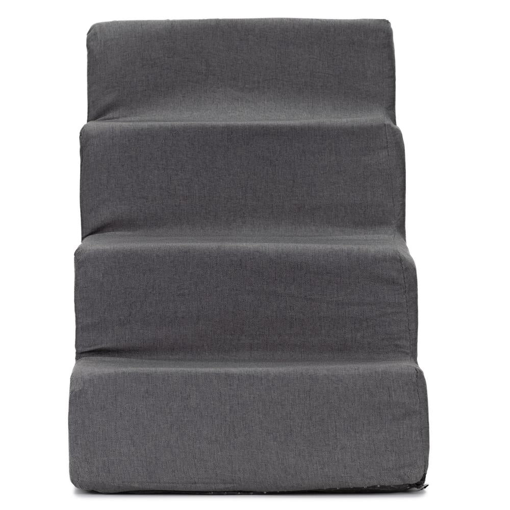Scara pentru animale de companie, caini sau pisici, 4 trepte, antiderapanta, husa detasabila, inaltime 40 cm, gri inchis