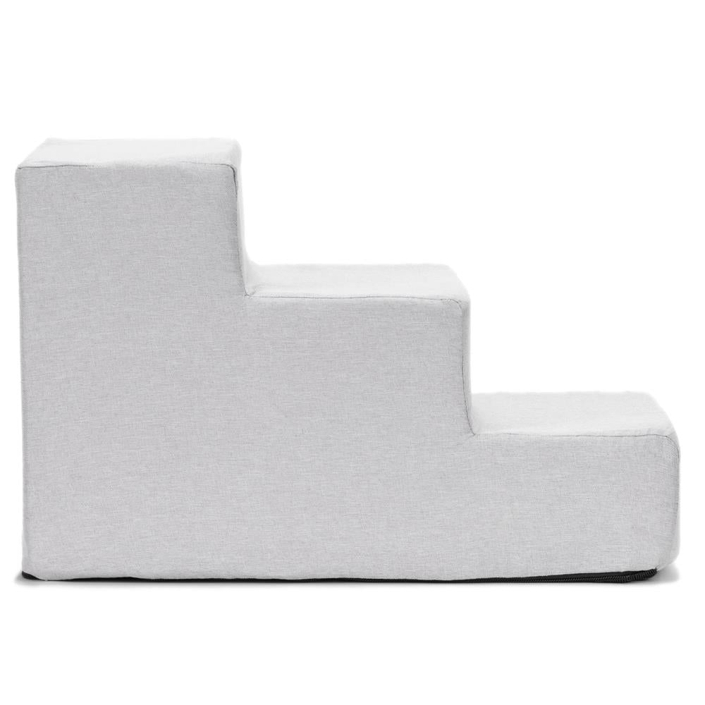 Scara pentru animale de companie, caini sau pisici, 3 trepte, antiderapanta, husa detasabila, inaltime 30 cm, gri deschis
