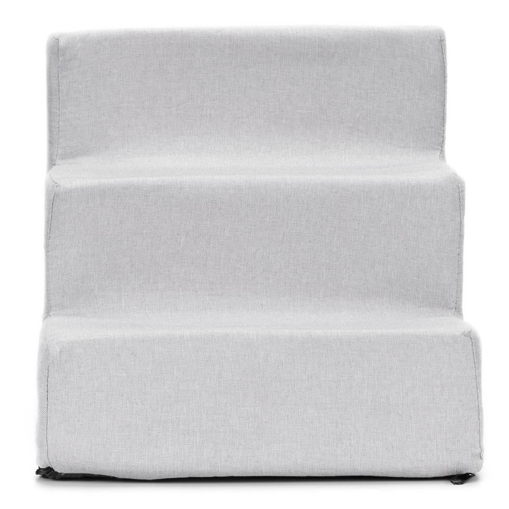 Scara pentru animale de companie, caini sau pisici, 3 trepte, antiderapanta, husa detasabila, inaltime 30 cm, gri deschis
