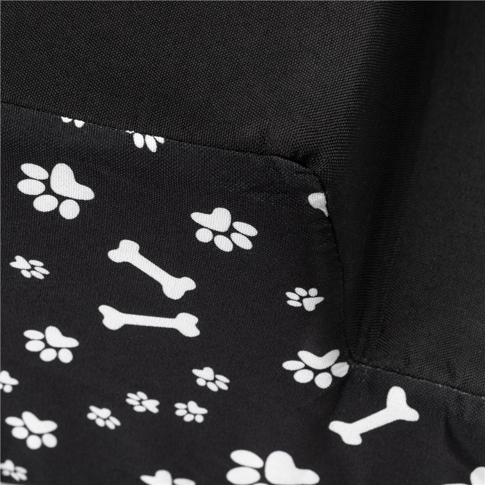 Scara pentru animale de companie, caini sau pisici, 3 trepte, antiderapanta, husa detasabila, inaltime 30 cm, negru cu decor alb