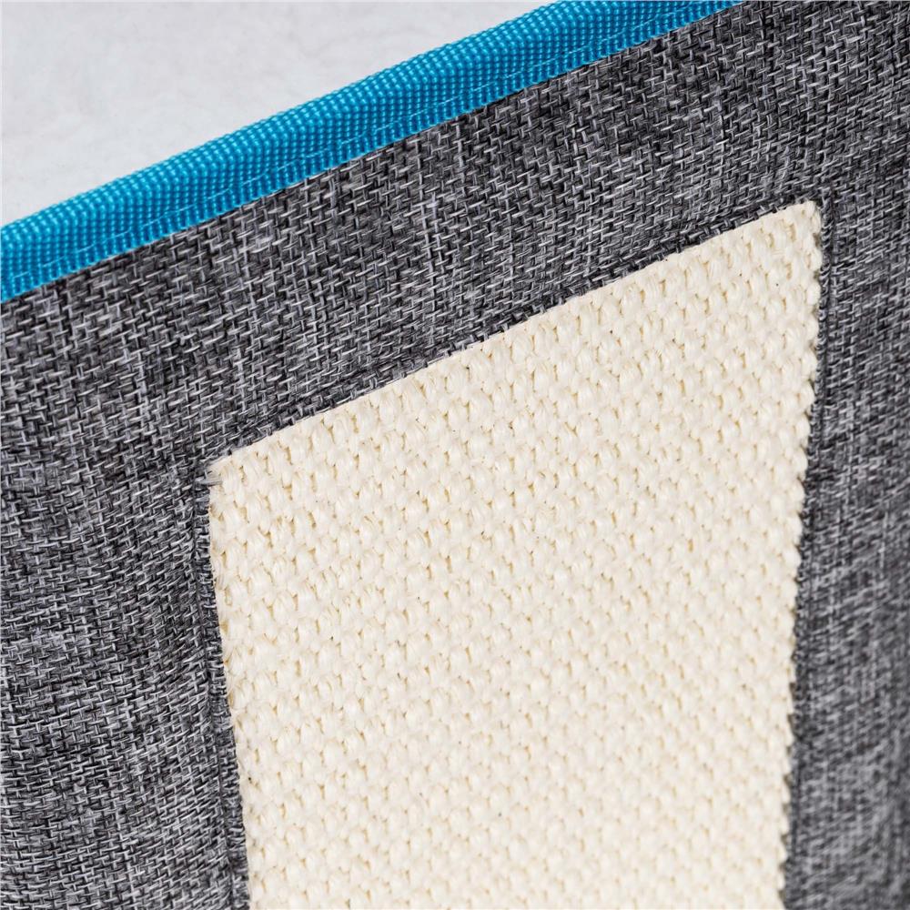 Casuta pentru pisici cu platforma si jucarie suspendata, structura din lemn si husa textila, 42x41x34 cm, gri