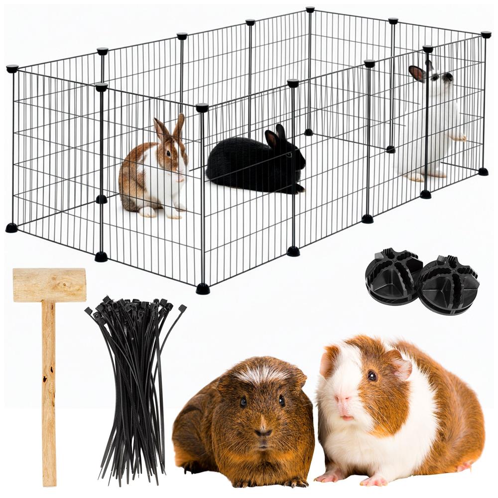 Tarc modular pentru animale cu 12 panouri metalice, pliabil, configurabil, 143x71x46 cm negru