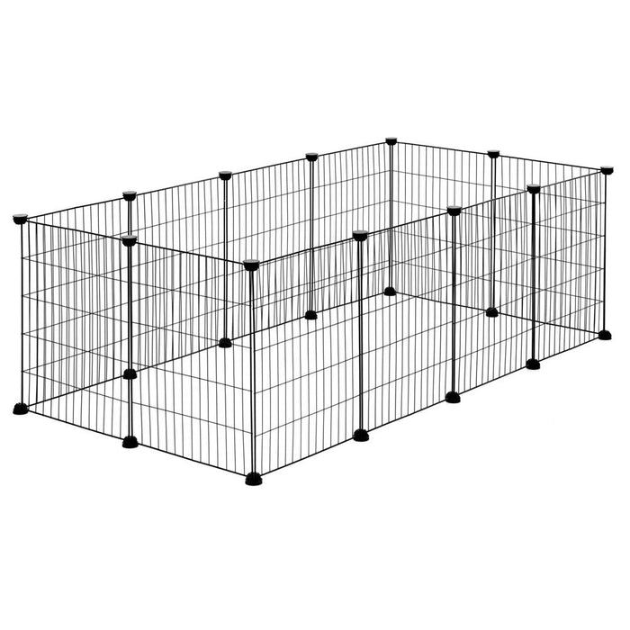 Tarc modular pentru animale cu 12 panouri metalice, pliabil, configurabil, 143x71x46 cm negru - BazarOltenia