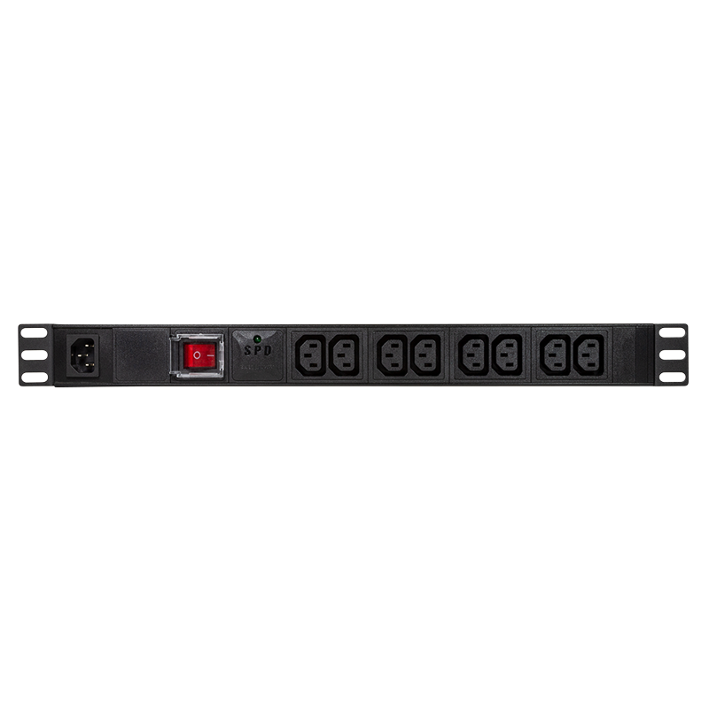 PDU LOGILINK 1U pt. rack 19 inch, 8 prize IEC, intrare IEC, max 10 A, protectie supratensiune, ON/OFF, IP20, negru, "PDU8A02"