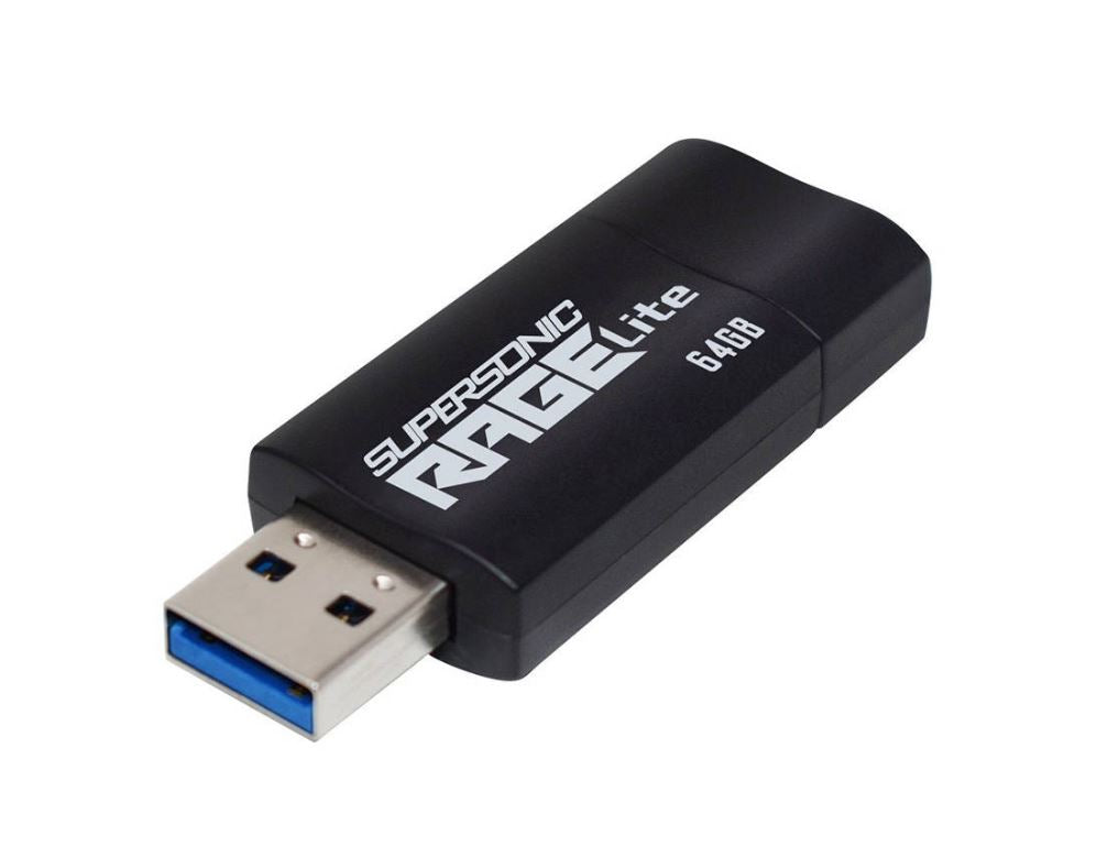 MEMORIE USB 3.2 Patriot Supersonic Rage Lite, 64 GB, protectie slide, negru, 