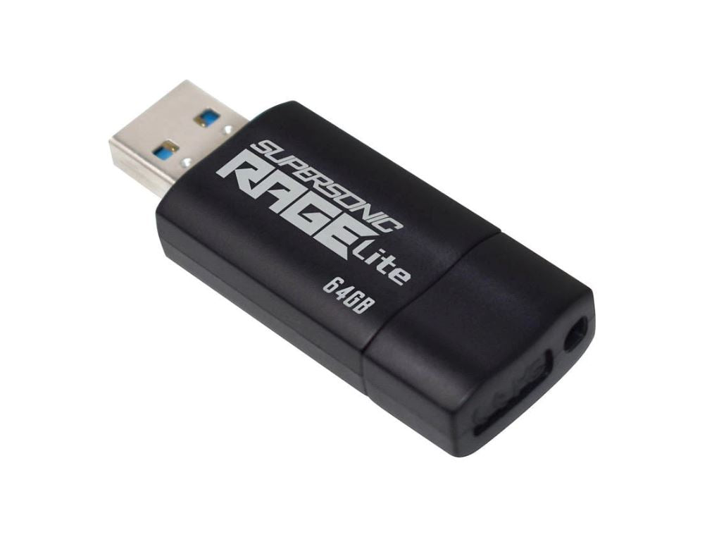 MEMORIE USB 3.2 Patriot Supersonic Rage Lite, 64 GB, protectie slide, negru, 
