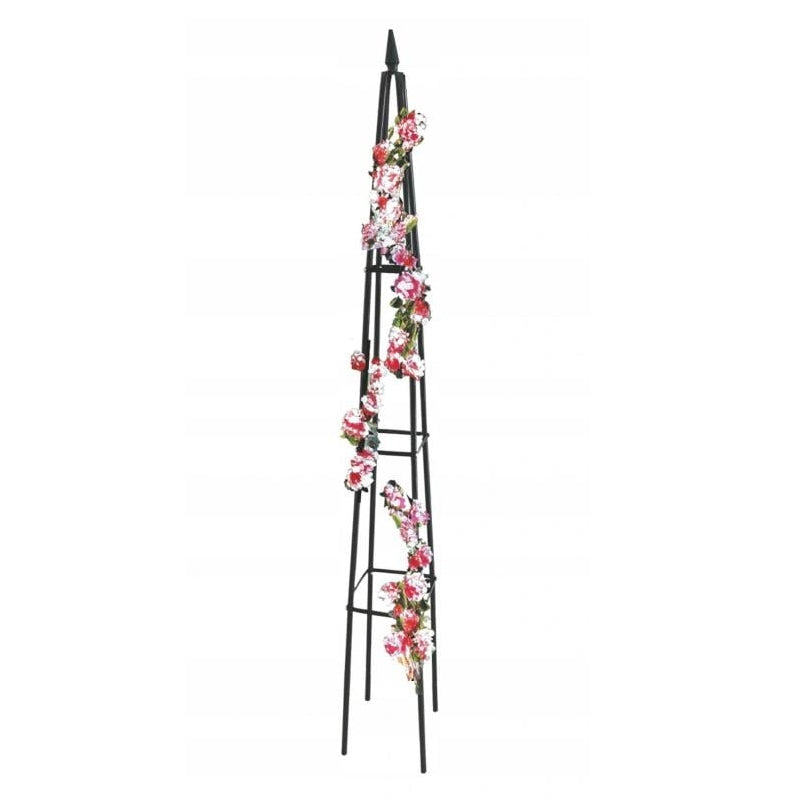 Pergola gradina piramidala pentru plante cataratoare, structura otel, 31x31x200 cm, verde inchis