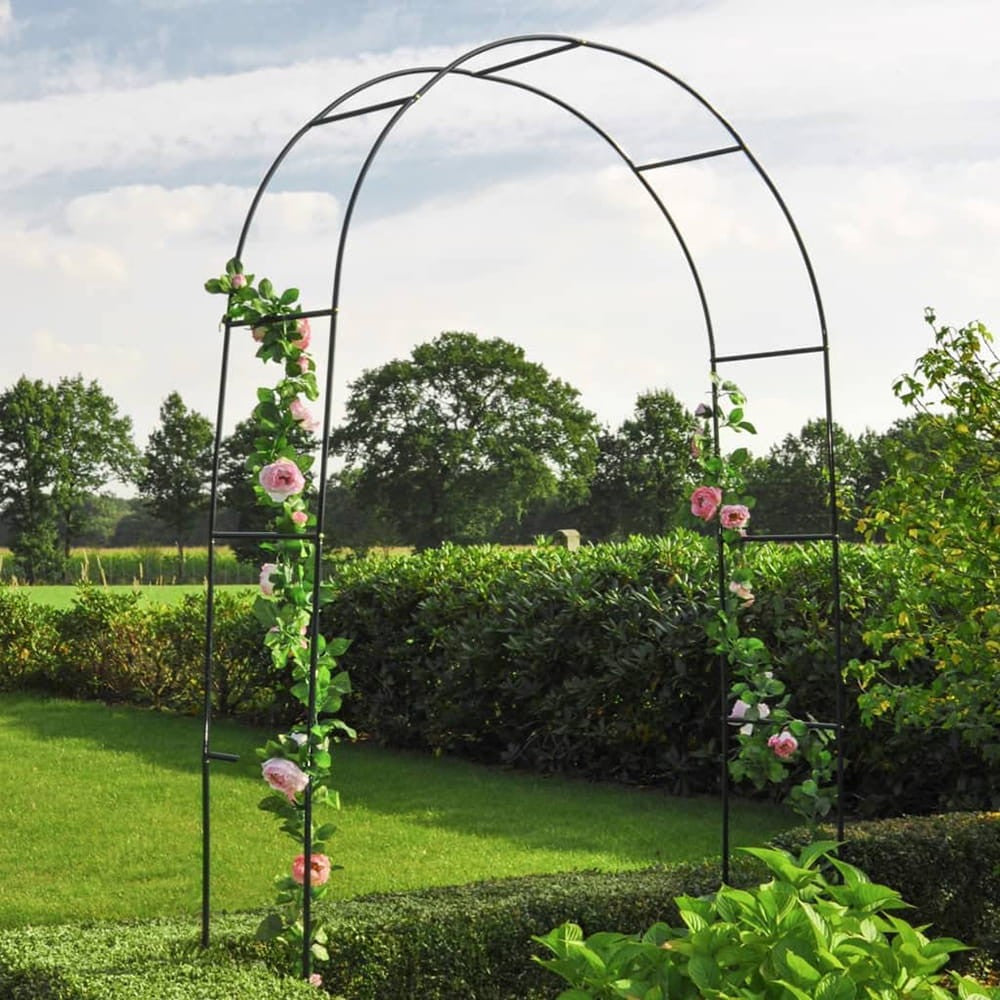 Pergola gradina pentru plante cataratoare cu ancore montaj, structura otel, 140x38x240 cm, verde