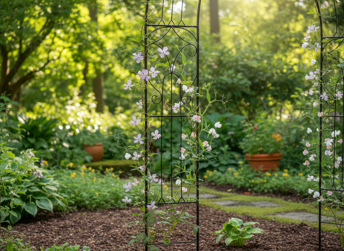 Pergola gradina pentru plante cataratoare, structura din otel, 145x38x240 cm, verde