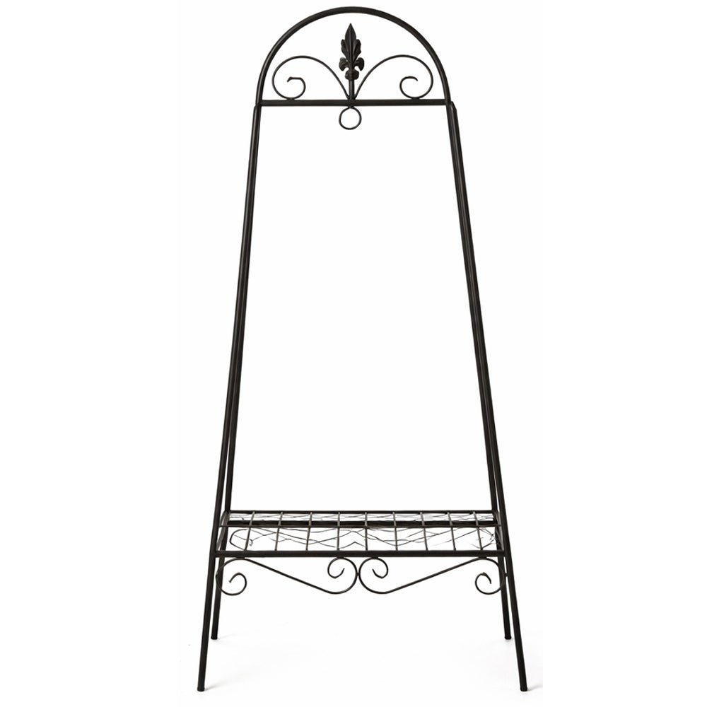 Suport flori metalic pentru ghivece, structura metalica, 49x40x99 cm, negru