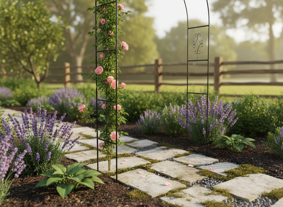 Pergola gradina decorativa pentru plante cataratoare cu ancore, structura otel, 140x38x240 cm, verde