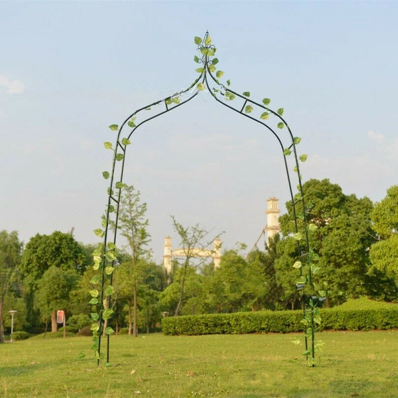Pergola gradina, metalica cu varfuri decorative, structura otel, 150x37x240 cm, negru