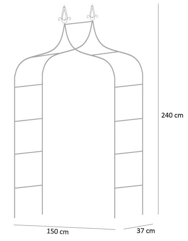 Pergola gradina, metalica cu varfuri decorative, structura otel, 150x37x240 cm, negru