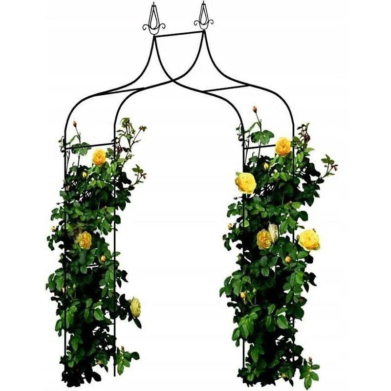 Pergola gradina, metalica cu varfuri decorative, structura otel, 150x37x240 cm, negru