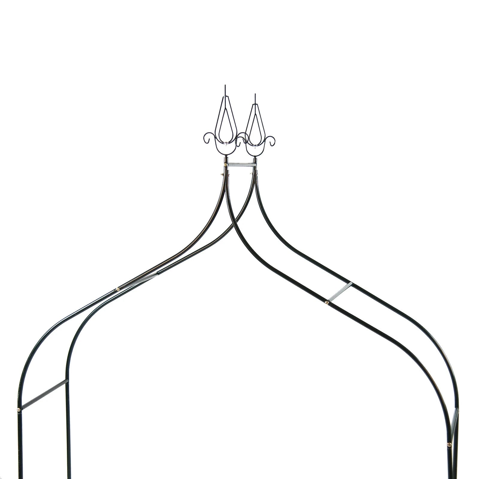 Pergola gradina, metalica cu varfuri decorative, structura otel, 150x37x240 cm, negru