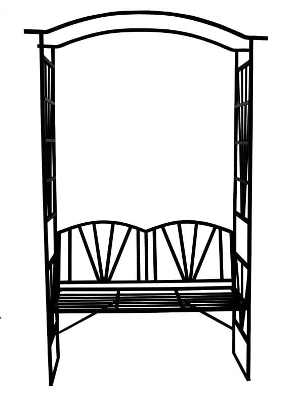 Pergola pentru gradina cu banca, suport plante cataratoare, structura otel, 114x45x208 cm, negru