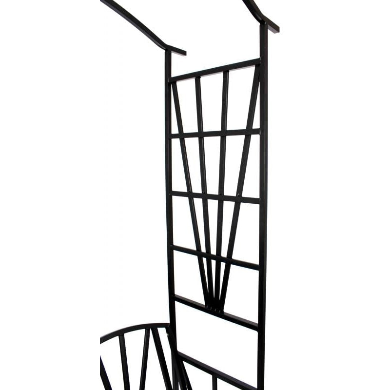 Pergola pentru gradina cu banca, suport plante cataratoare, structura otel, 114x45x208 cm, negru