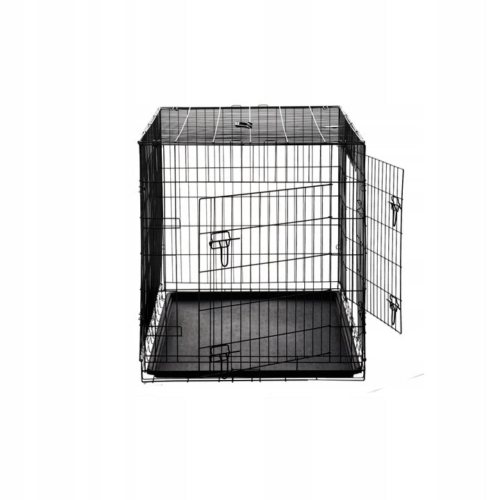 Cusca metalica pentru caine XXXL, pliabila, cu tava detasabila, 121x74x81 cm, negru