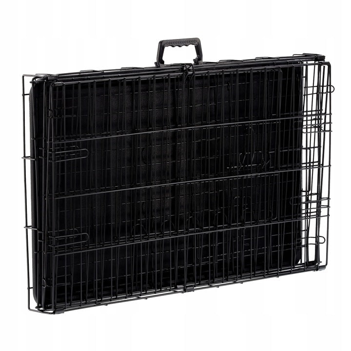 Cusca metalica pentru caine XXXL, pliabila, cu tava detasabila, 121x74x81 cm, negru